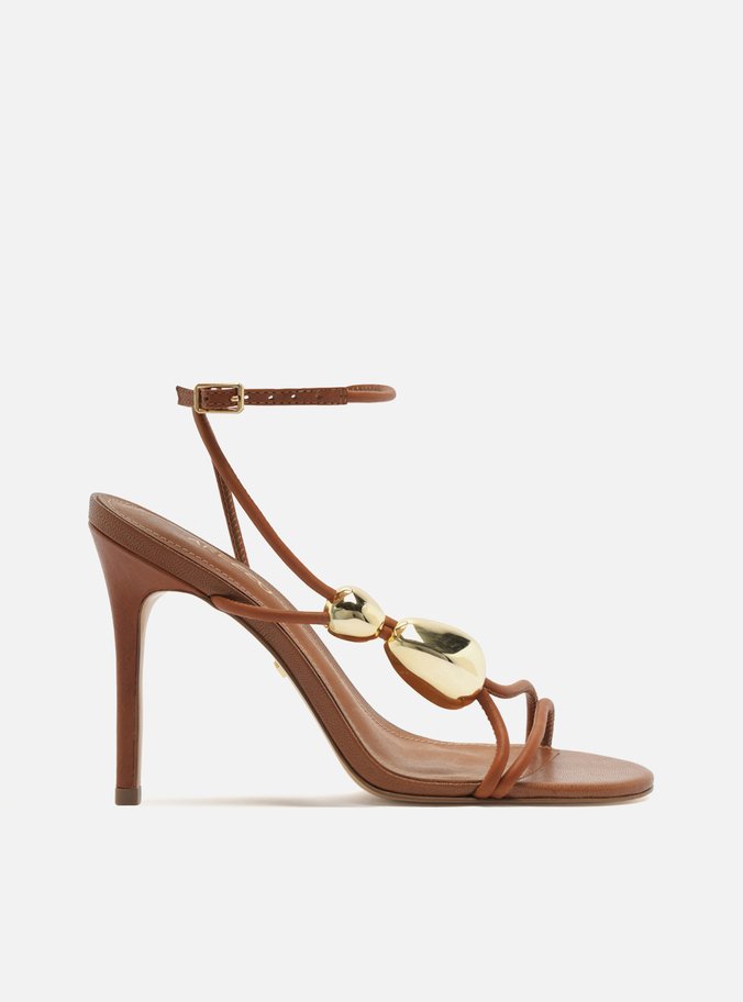 Sandália Marrom Salto Fino Fivela