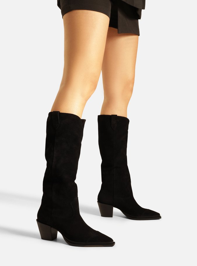 Bota Preta Acamurçada Cano Longo Western