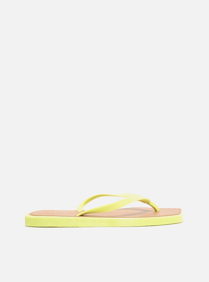 Chinelo de Dedo Amarelo Bico Quadrado Palmilha Brizza