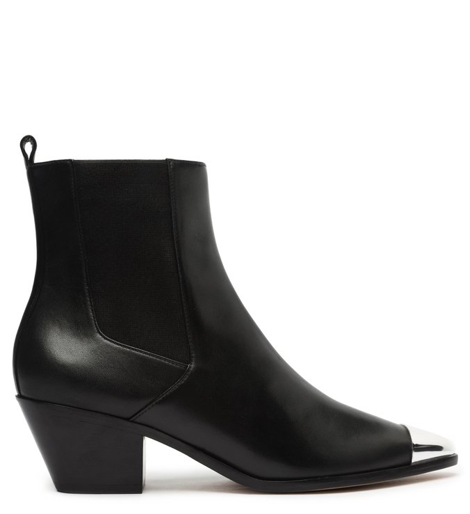 Bota Preta Couro Cano Curto Western