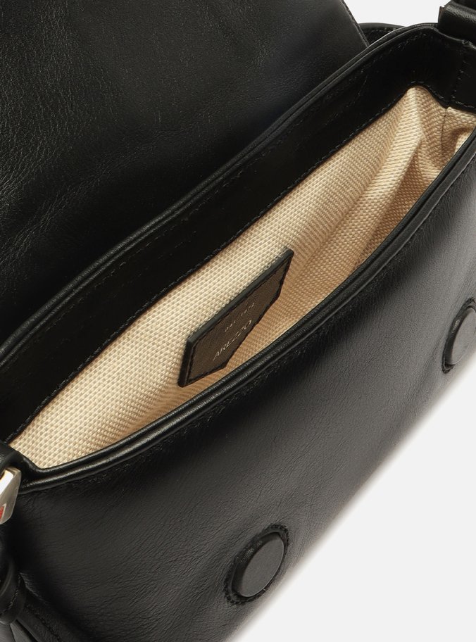 Bolsa Tiracolo Preta Couro Pequena Tressê