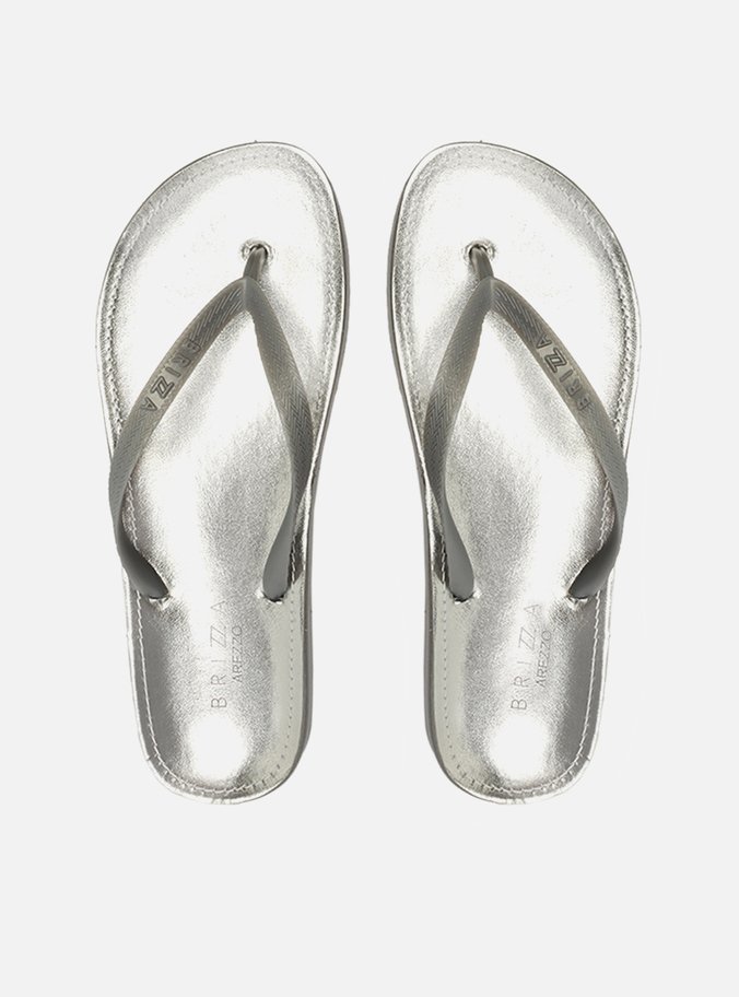 Chinelo de Dedo Prateado Monocolor Fit Brizza