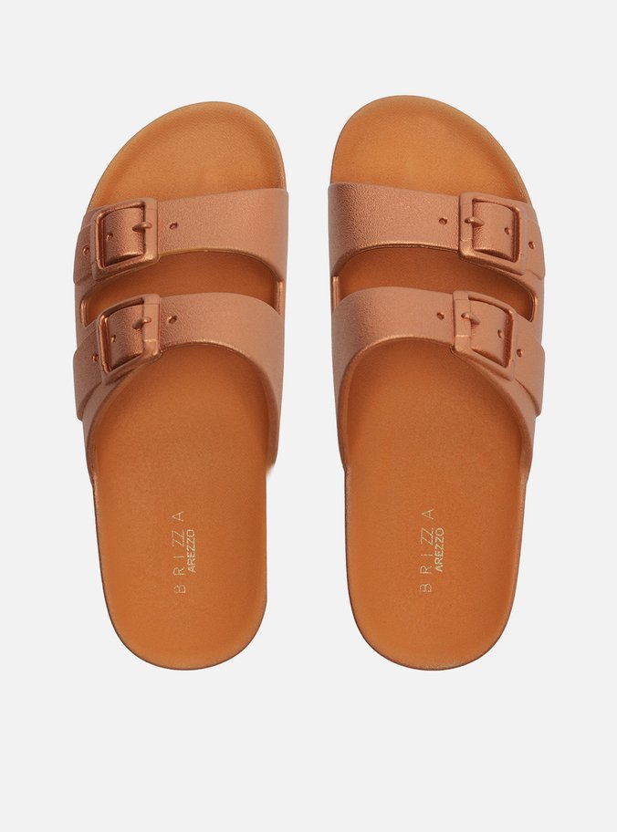 Slide Marrom Metal Tiras Lua Brizza