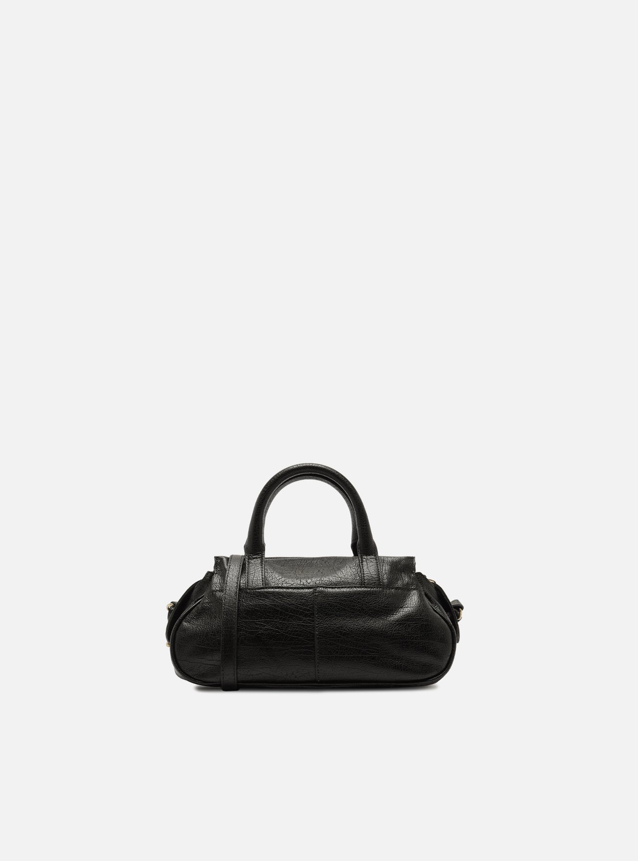 Bolsa Tote Preta Couro Pequena Metais — foto 3
