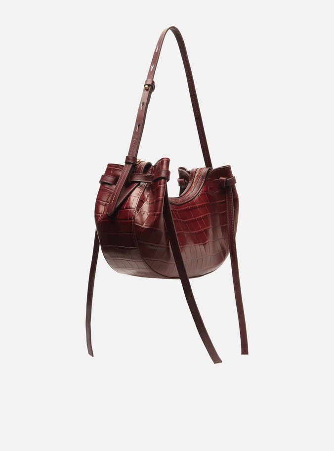 Bolsa Tiracolo Vermelha Couro Croco Média