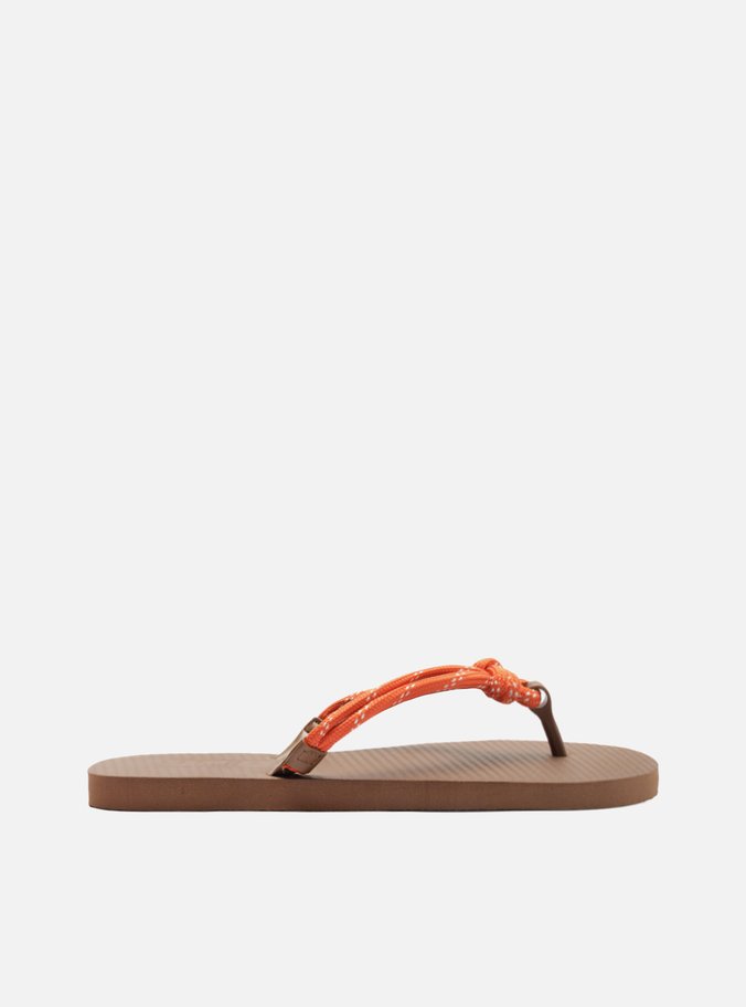 Chinelo de Dedo Marrom Essential Cordão Laranja