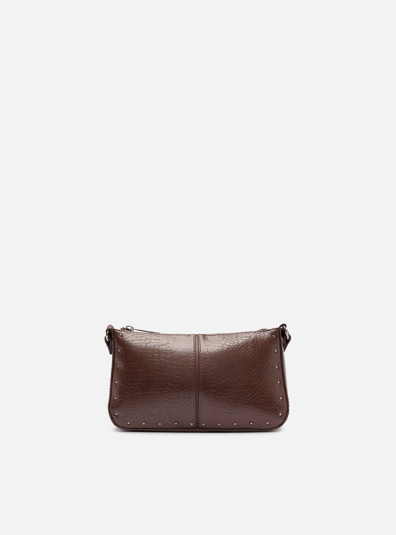 Bolsa Tiracolo Marrom Croco Pequena Rebites — foto 1
