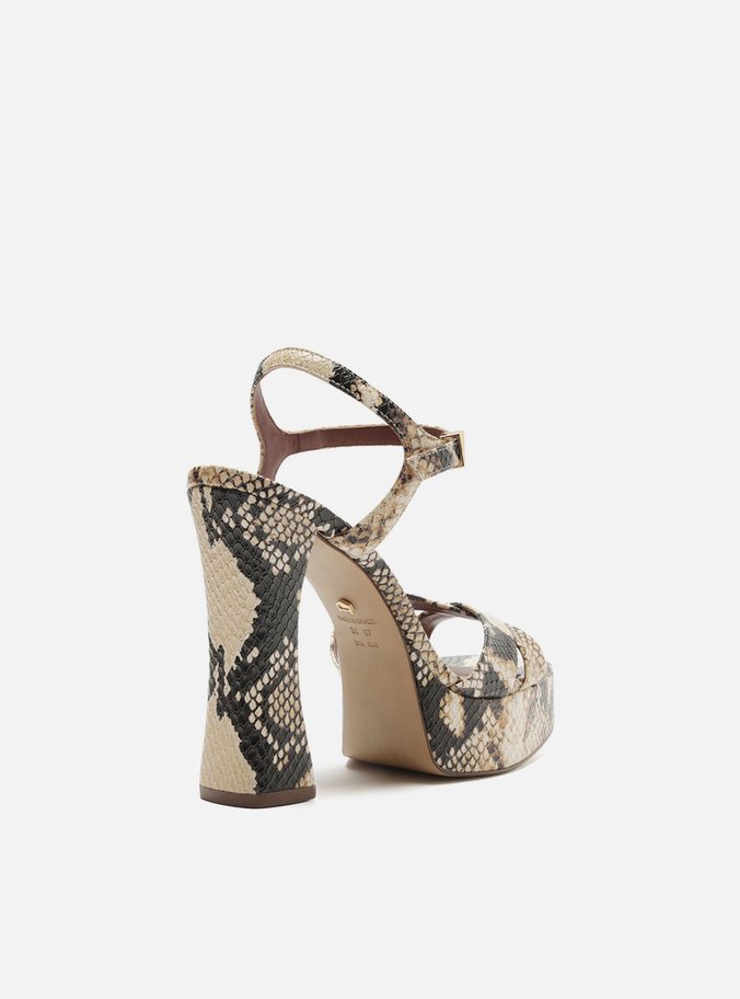 Sandália Animal Print Meia Pata Bico Quadrado