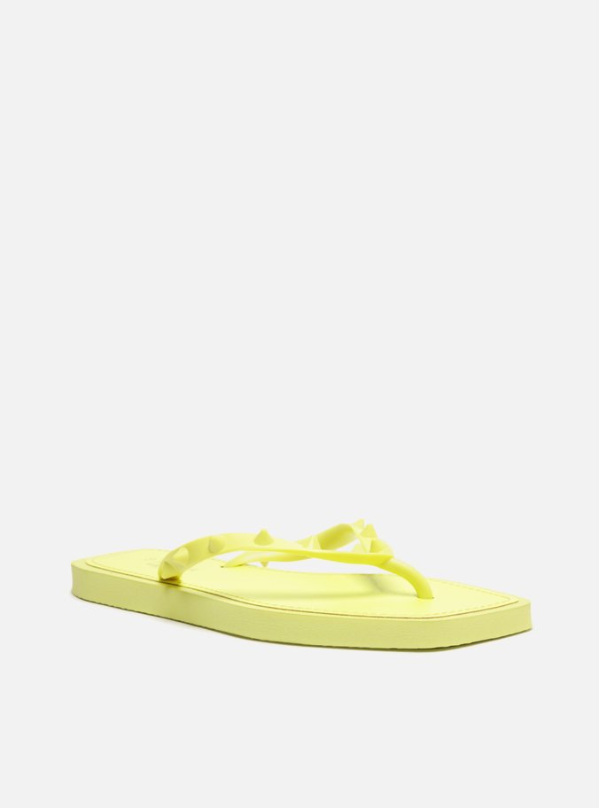Chinelo de Dedo Amarelo Bico Quadrado Brizza Rock
