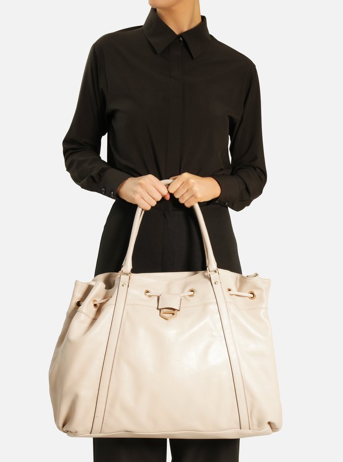 Bolsa Shopping Branca Couro Alicia Grande