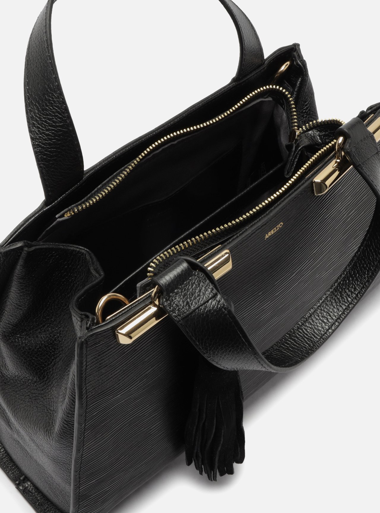 Bolsa Tote Preta Couro Jeni Média — foto 4