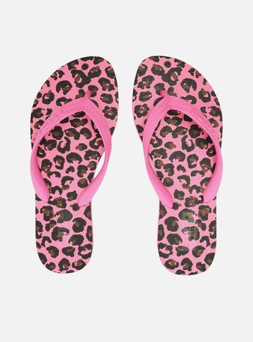 Chinelo de Dedo Animal Print Tiras Rosa