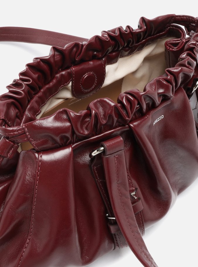 Bolsa Tiracolo Vermelha Couro Grande Fivelas