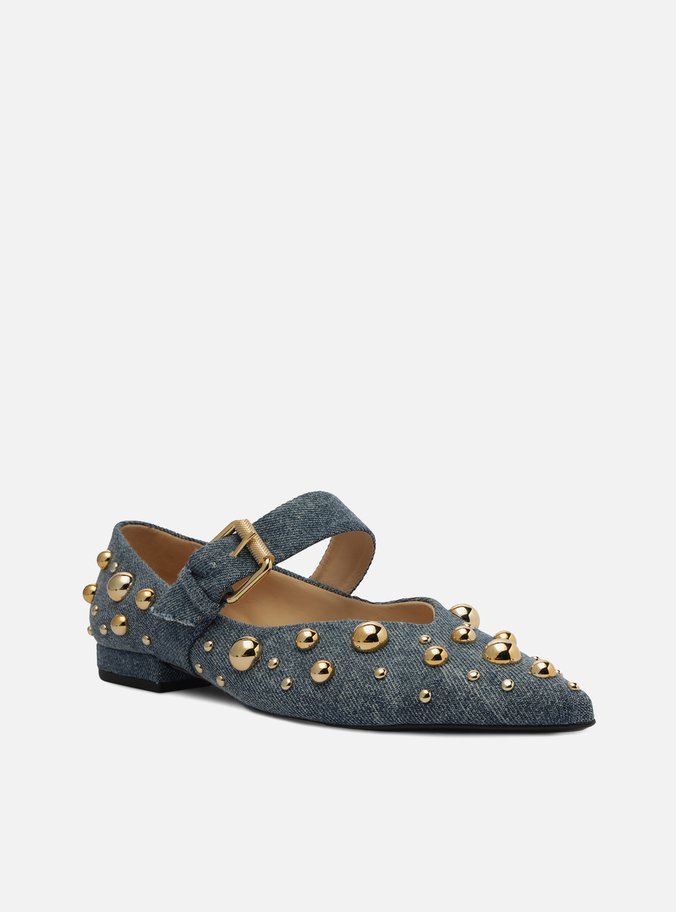 Sapatilha Boneca Azul Jeans Bico Fino Amelie