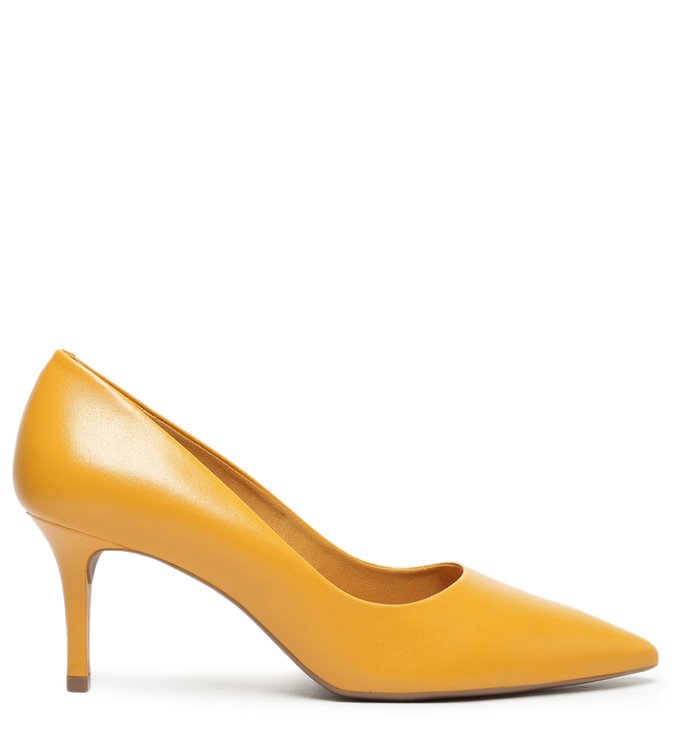 Scarpin Salto Médio Couro Amarelo