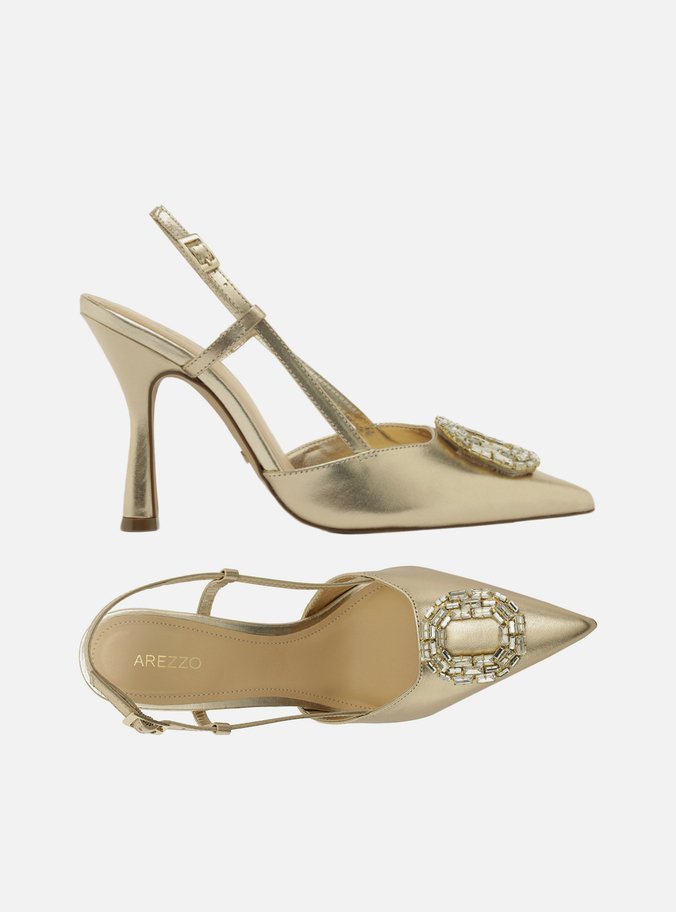 Scarpin Dourado Salto Alto