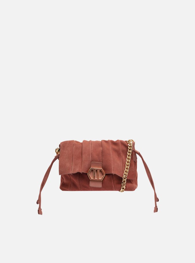 Bolsa Rosa Média Alça Dourada
