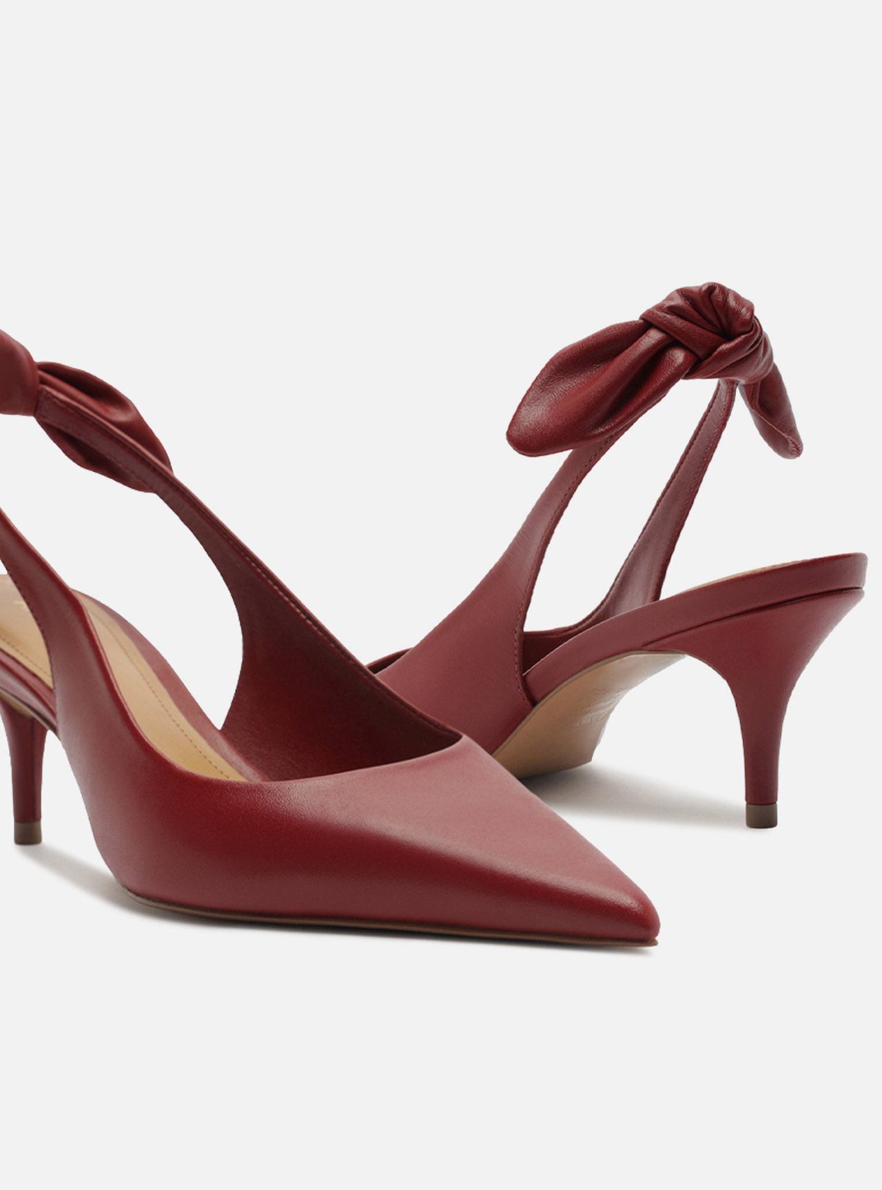 Scarpin Vermelho Couro Slingback Salto Fino Laço — foto 4