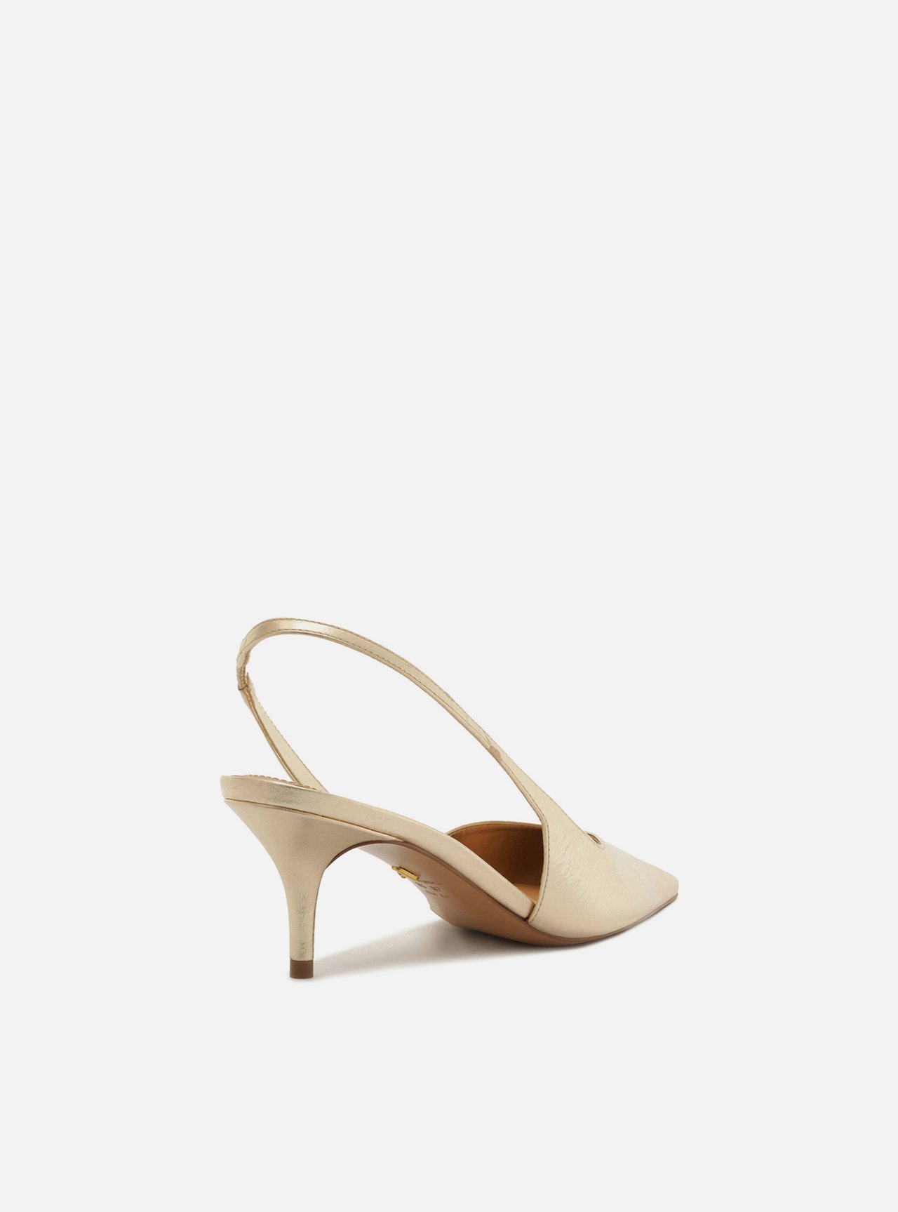 Scarpin Dourado Couro Salto Fino Slingback — foto 3