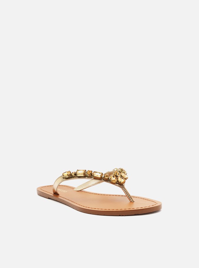 Rasteira Dourada Flip Flop Pedrarias