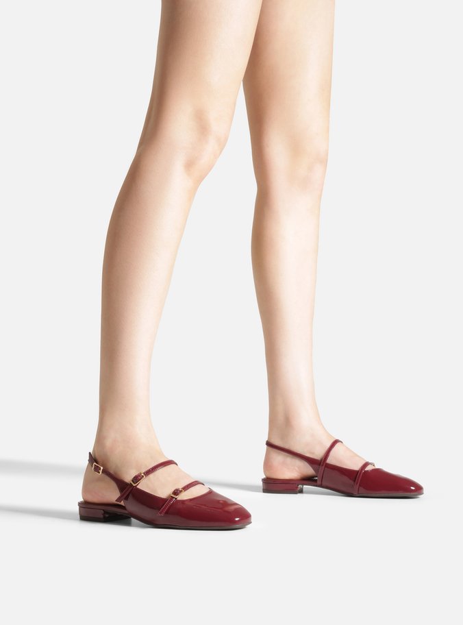 Sapatilha Vinho Verniz Tiras Slingback