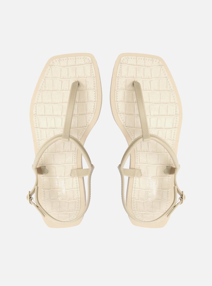 Sandália Rasteira Off-White Square Palmilha Croco
