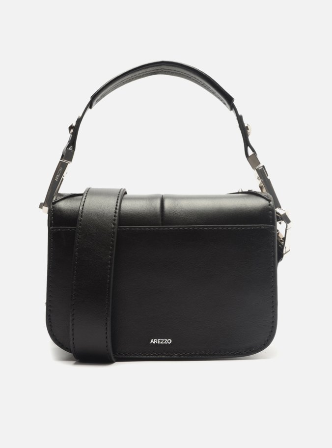 Bolsa Tiracolo Preta Couro Pequena Spikes