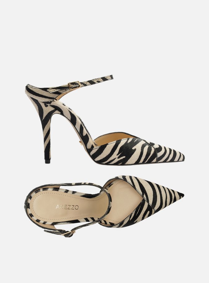 Mule Animal Print Salto Alto Tira Instep