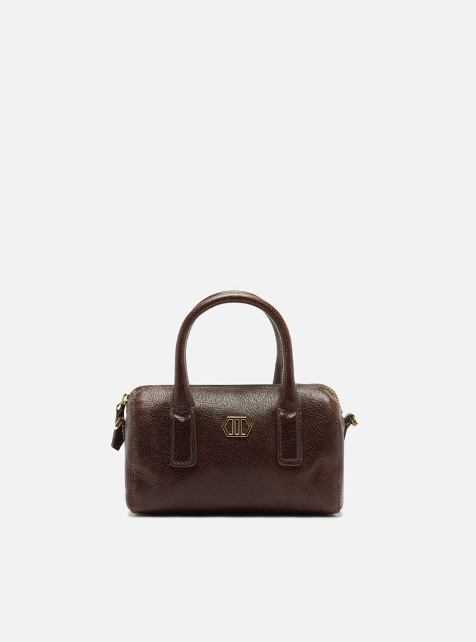 Bolsa Bowling Marrom Couro Pequena