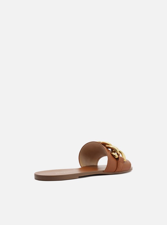 Rasteira Marrom Flat Tira Corrente