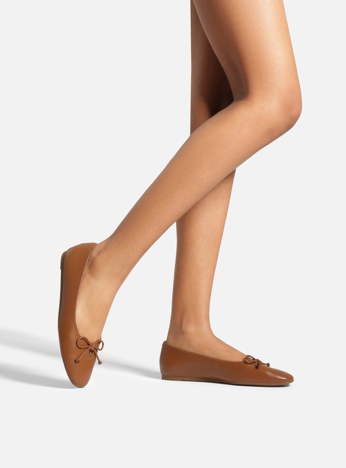 Sapatilha Marrom Couro Laço Frontal