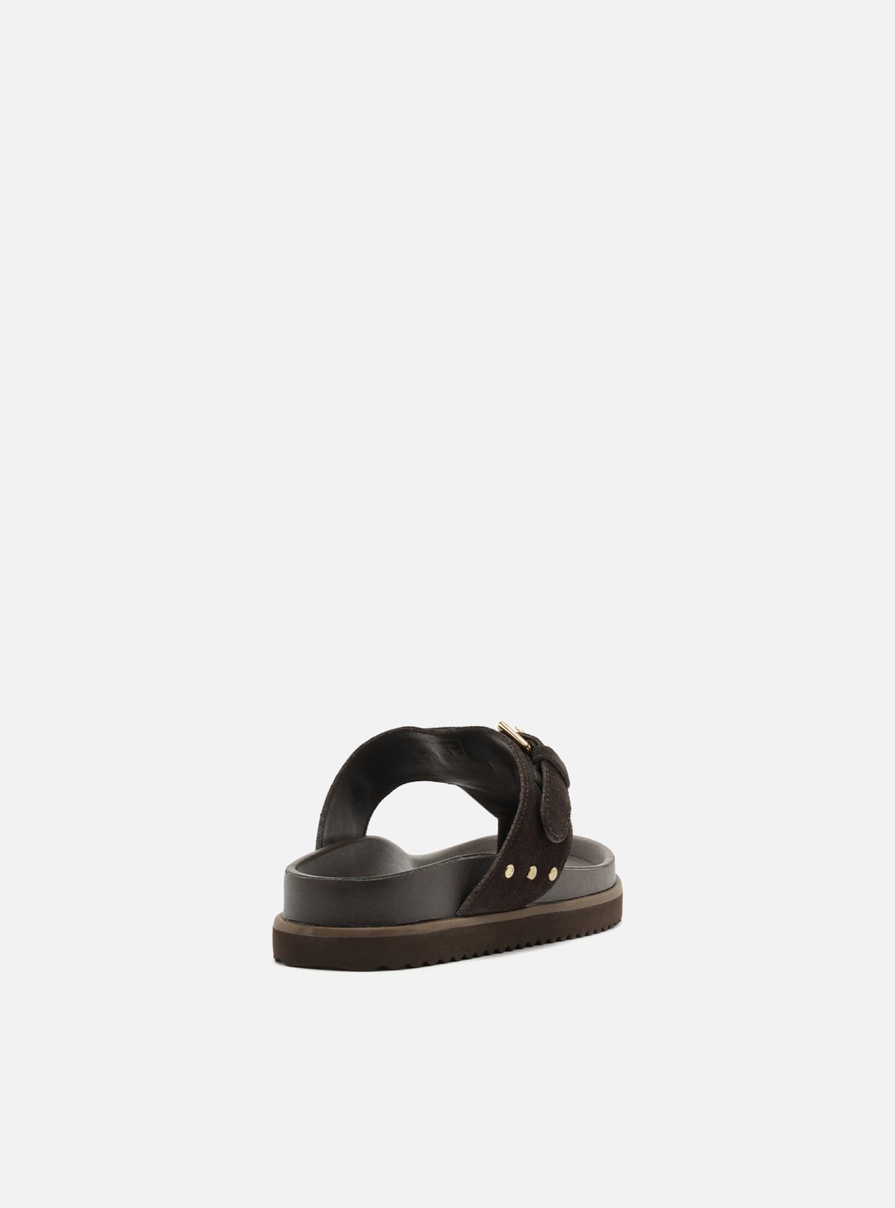 Sandália Papete Marrom Suede Tira Fivela — foto 3