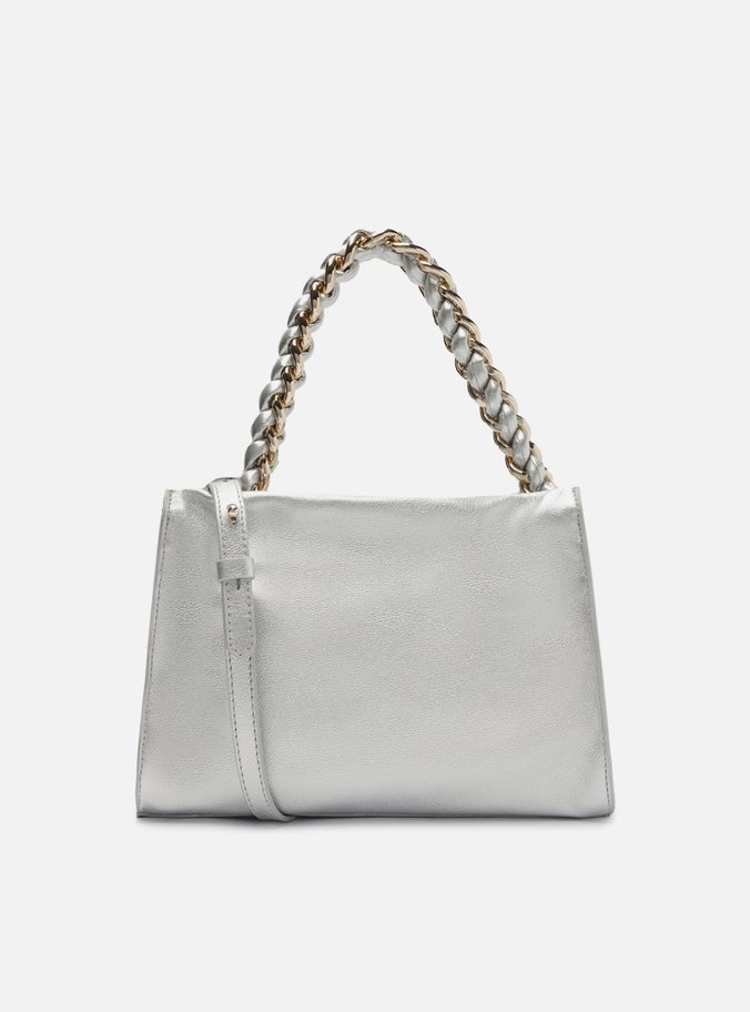 Bolsa Tote Prata Couro Milano Chain Média