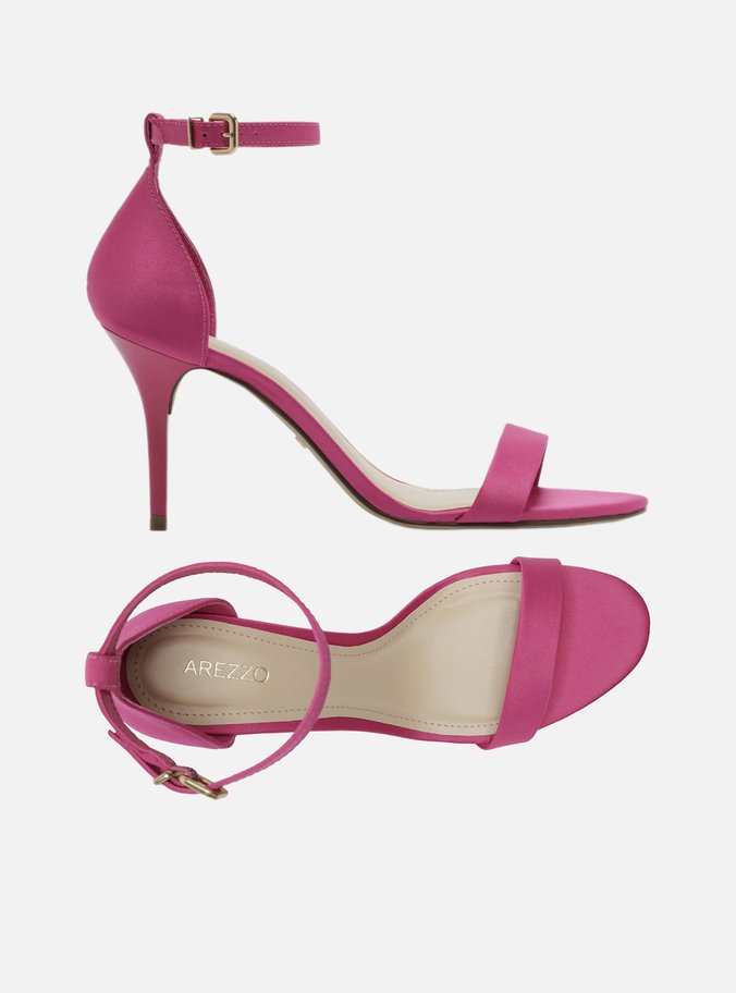 Sandália Salto Médio Rosa Cetim