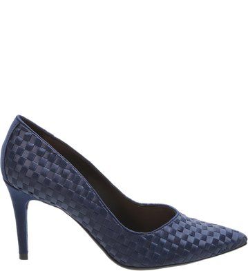 Scarpin Bico Fino Cetim Tressê Sea Blue