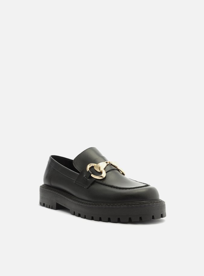 Mocassim Preto Couro Tratorado Livia