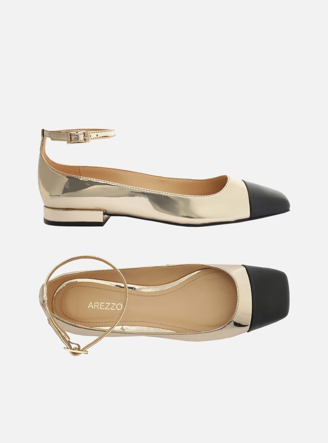 Sapatilha Boneca Dourada Cap Toe Fivela