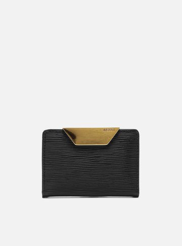 Porta-Cartões Preto Couro Wave Pequeno Metal