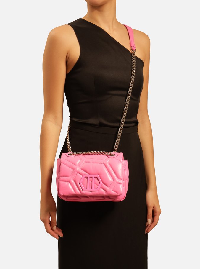 Bolsa Tiracolo Rosa Couro Emma Média