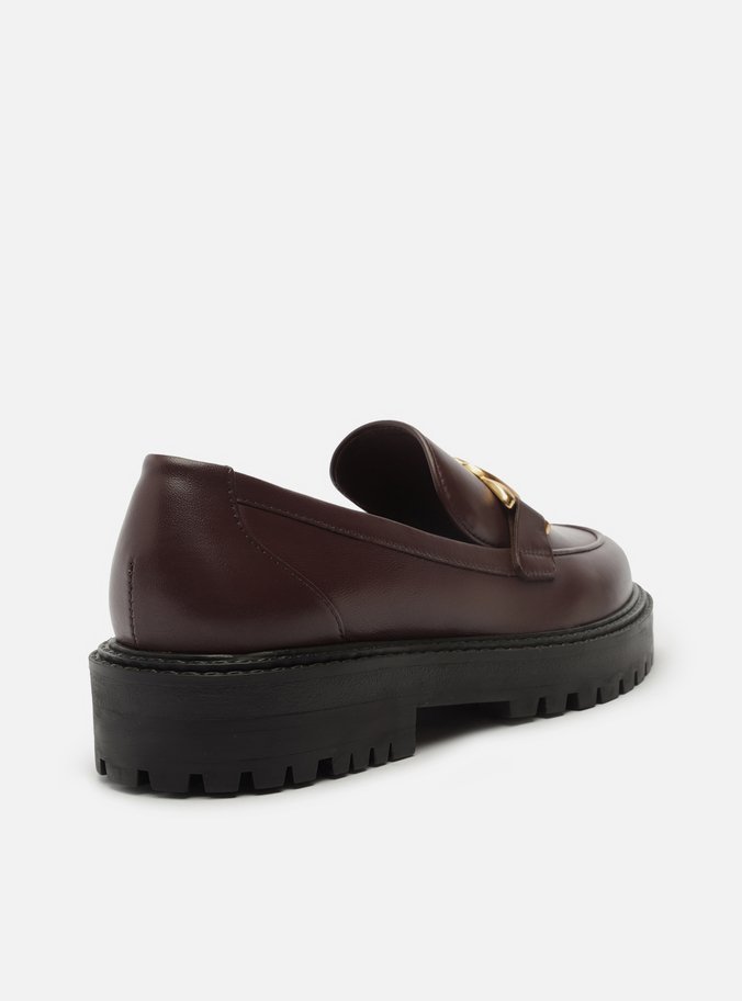 Mocassim Vinho Couro Sola Tratorada Metal