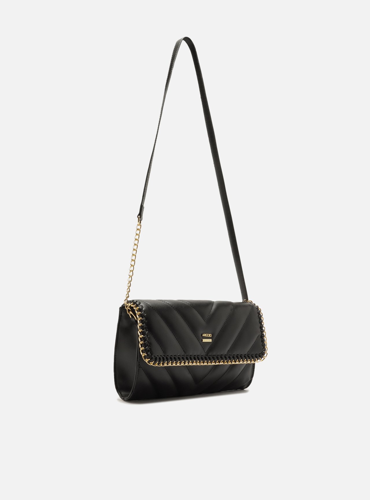 Bolsa Tiracolo Preta Média Matelassê Corrente — foto 5