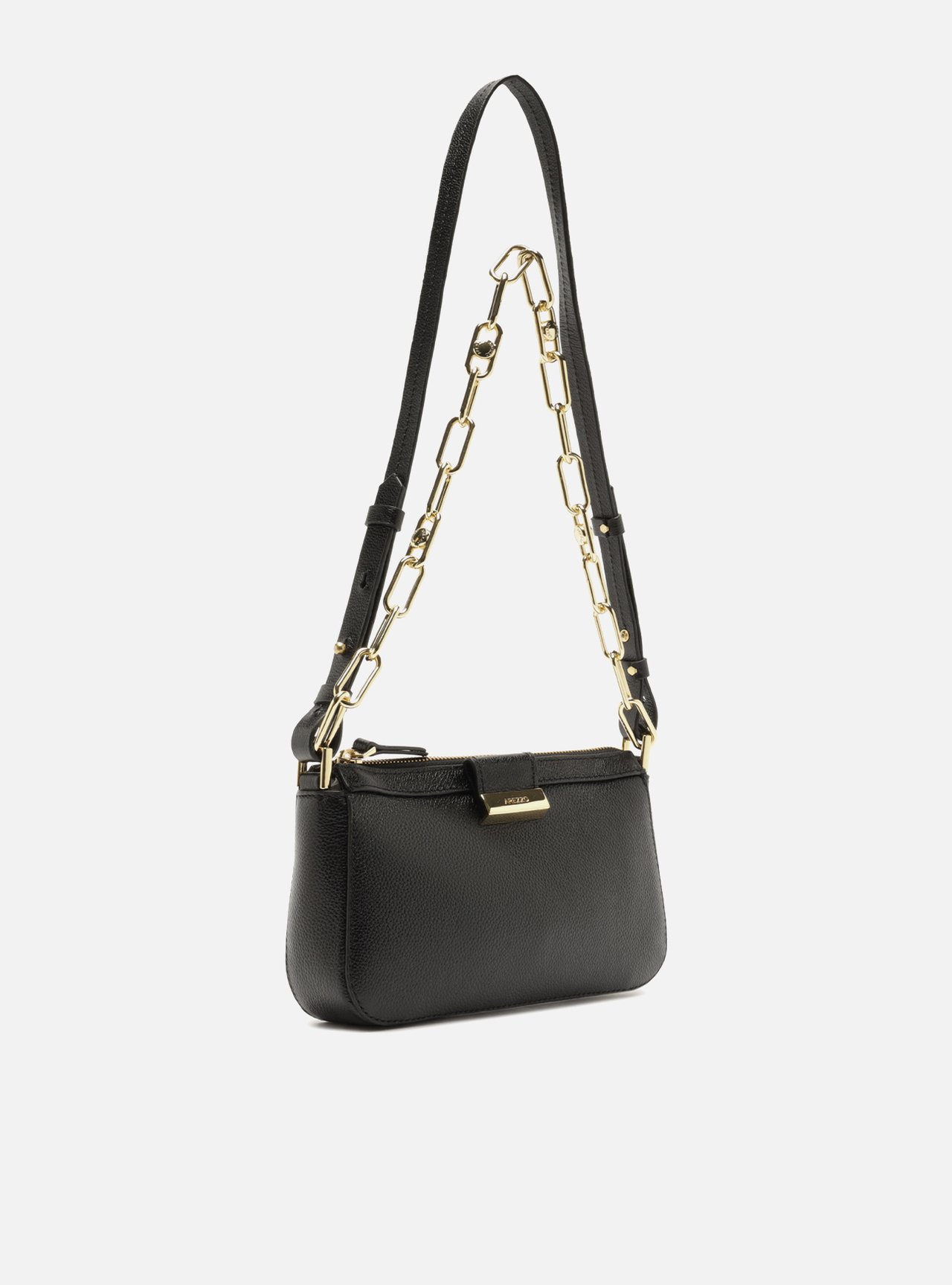 Bolsa Shoulder Preta Couro Média Corrente — foto 5