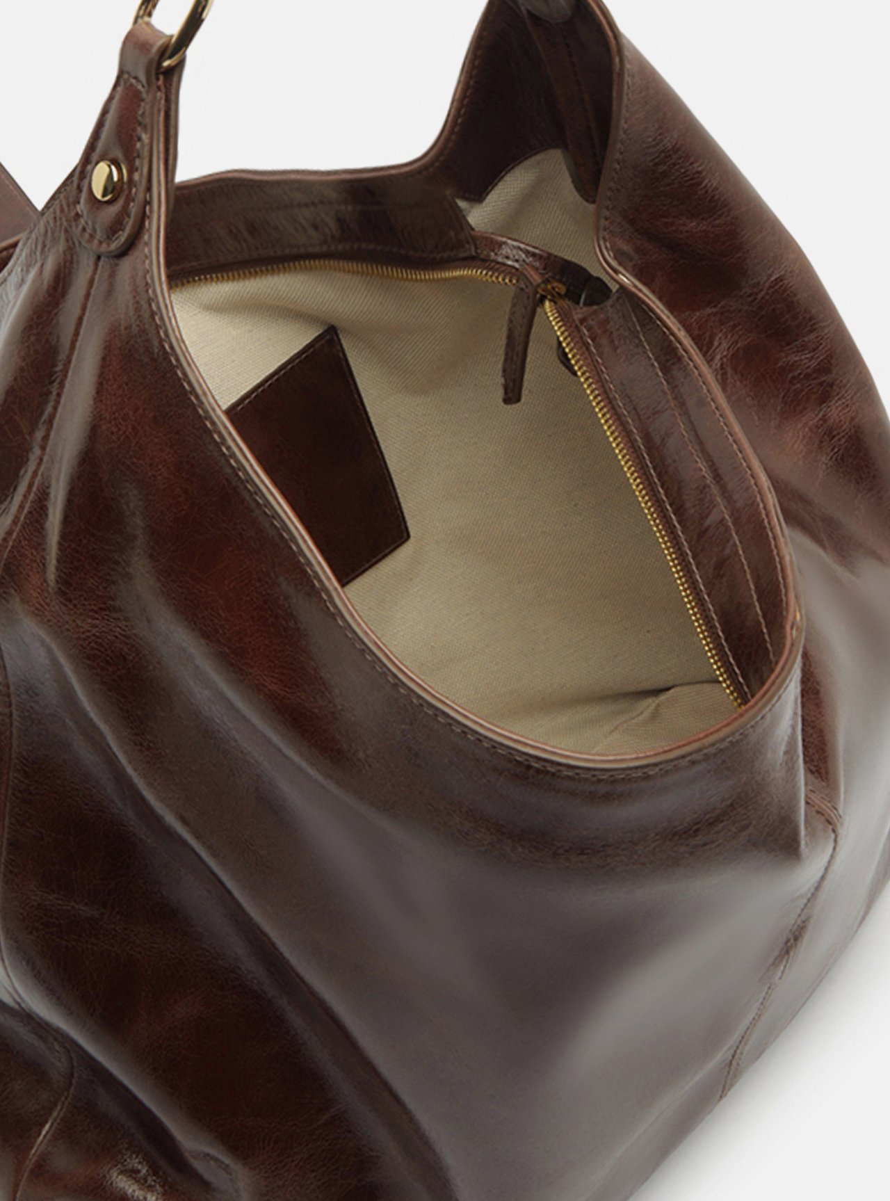 Bolsa Hobo Marrom Couro Grande Corrente Elos — foto 4
