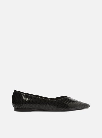 Sapatilha Preta Snake Metal Bico Fino
