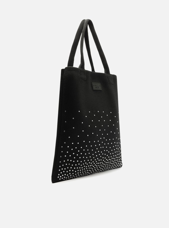 Bolsa Preta Lona Strass Brizza
