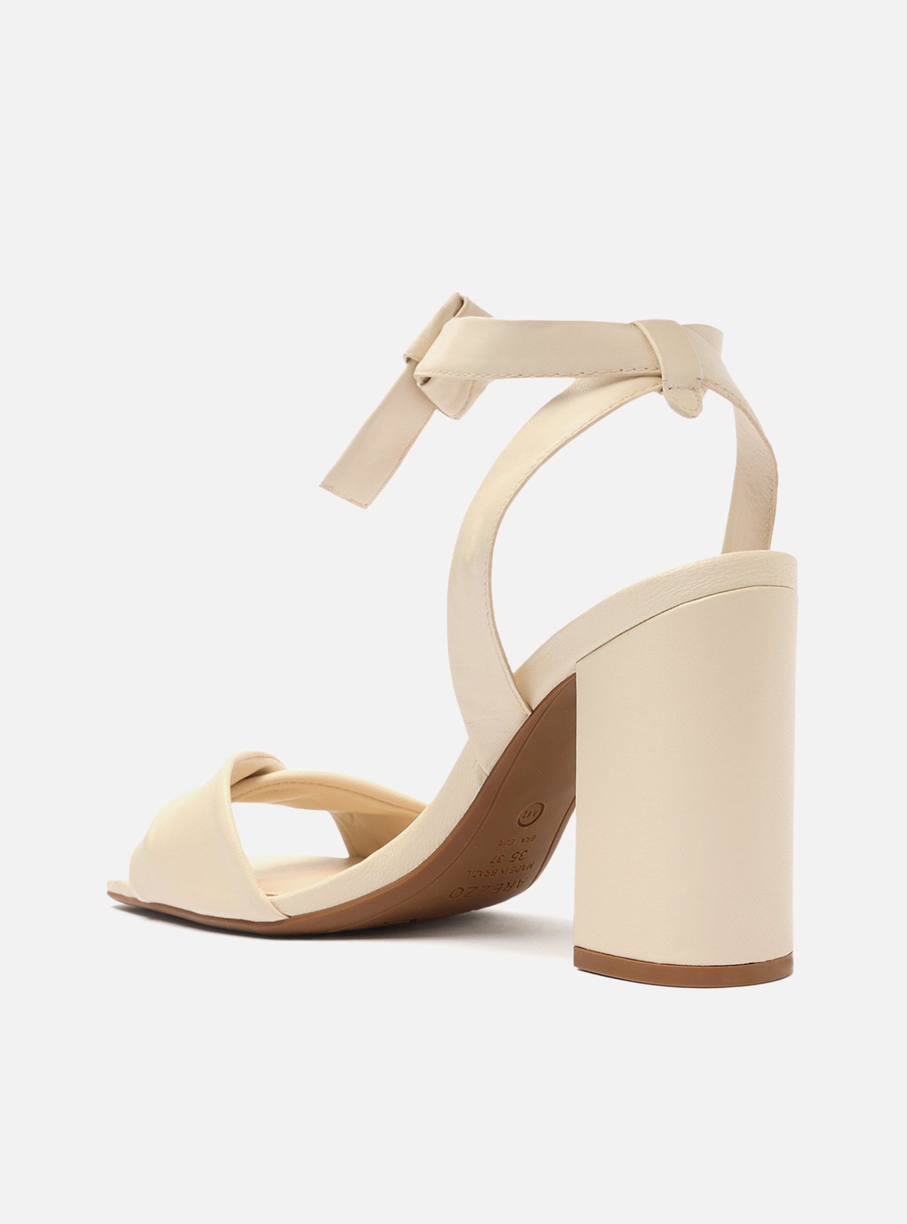 Sandália Off-White Couro Salto Alto Bloco Lace Up — foto 2