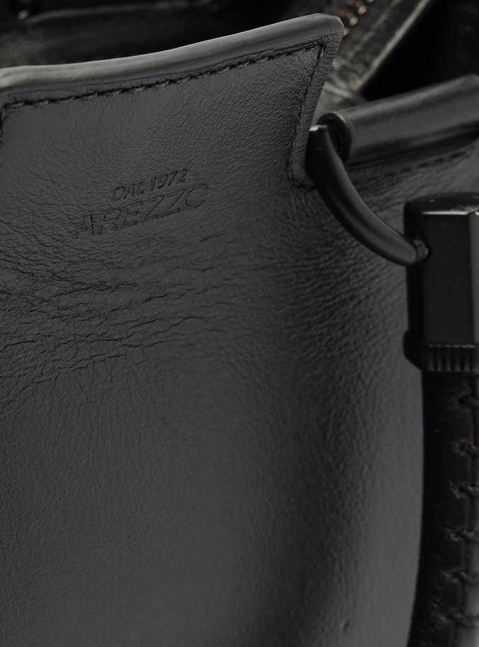Bolsa Tote Preta Couro Abbraccio Pequena