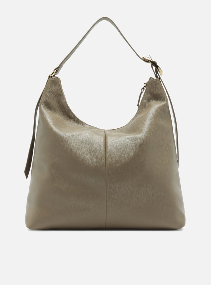 Bolsa Hobo Cinza Couro Grande Básica