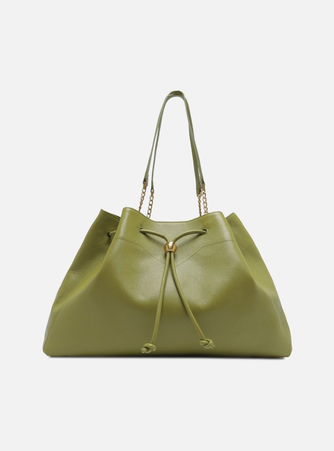 Bolsa Shopping Verde Couro Grande Knot