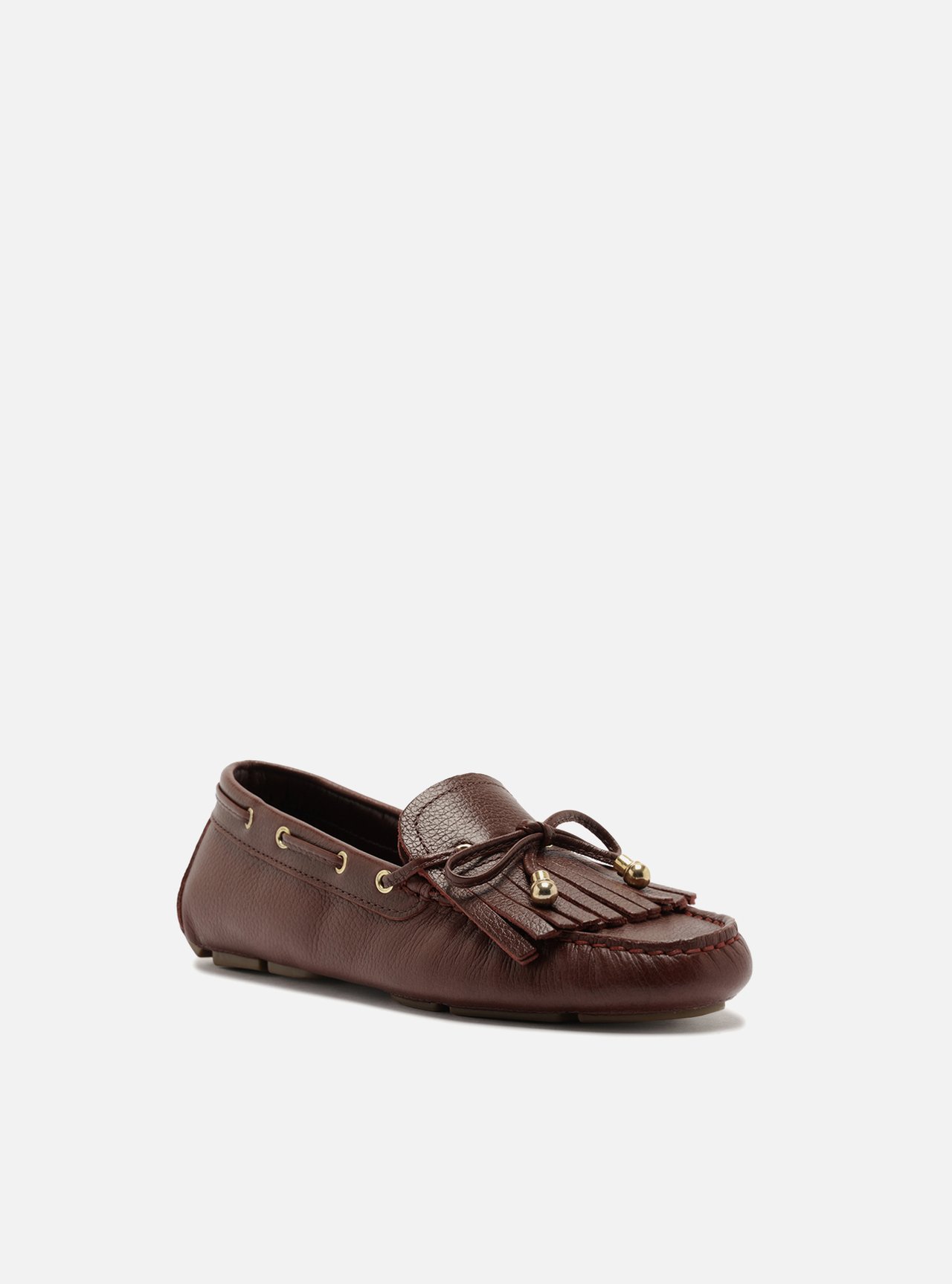 Mocassim Bordô Couro Franjas Laço Retrô — foto 2